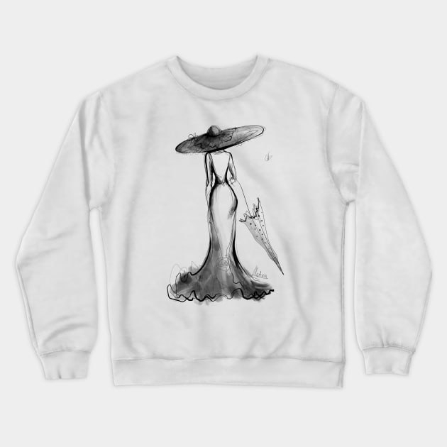 Lady with Umbrella Crewneck Sweatshirt by Natxa